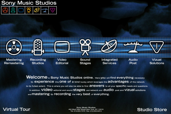 Website design Sony Music Studios