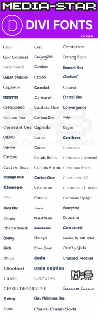 Divi Fonts – Complete 2019 Divi Font List | Media-star.com