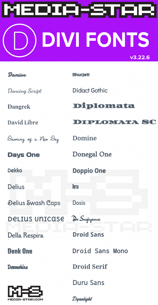 Divi Fonts – Complete 2019 Divi Font List | Media-star.com