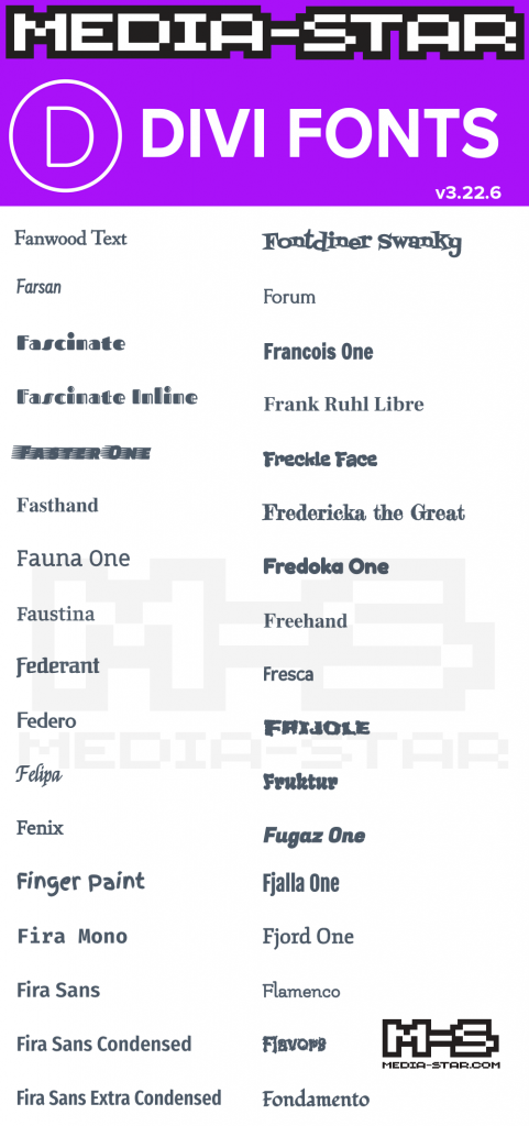 Complete Divi Font List Examples Previews Elegant Themes