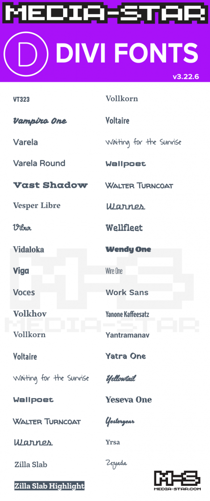Complete Divi Font List Examples Previews Elegant Themes